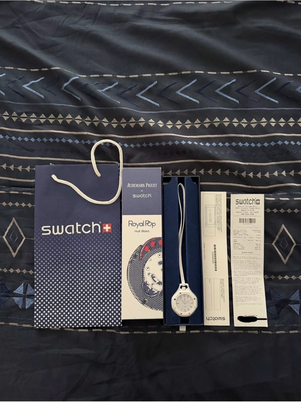 Swatch White Royal Pop Men's Necklace Watch with Presentation Set